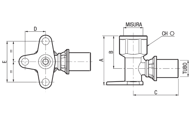 FIVGAS FLANG.GOMITO FEMM.1/2 X16